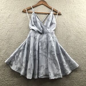 Lulus Days of Beauty‎ Burnout Floral Skater Dress Dusty Blue S